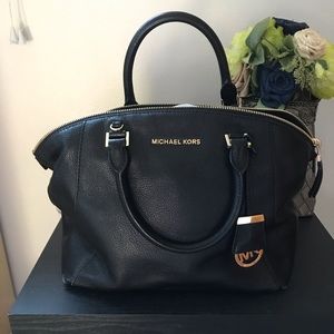 MICHAEL Michael Kors Pebbled Leather Black Handbag